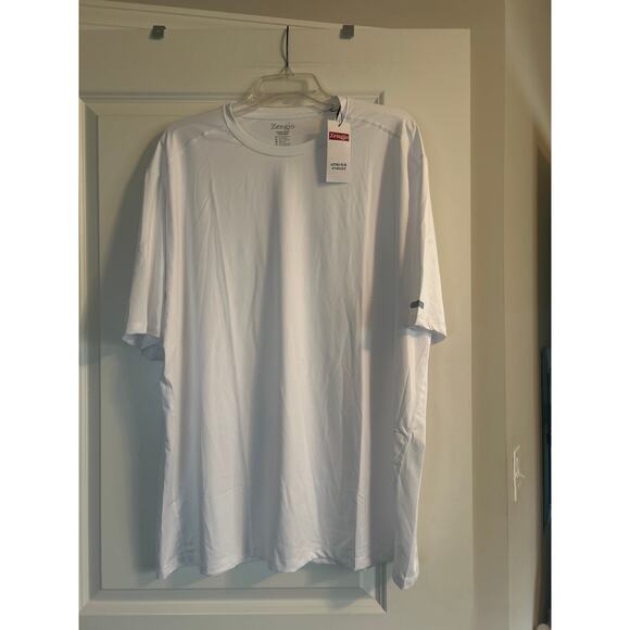 NWT Zengjo Men's White Dri Fit T Shirt Short Sleeve Polyester/Spandex Size XXL - Picture 1 of 5